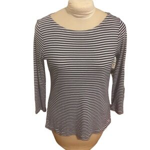 Vineyard Vines Striped Navy and White Boat Neck Tee